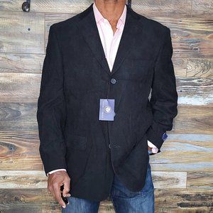 Vittorio St. Angelo Black Corduroy Double Vented Blazer Sport Jacket Size 42R